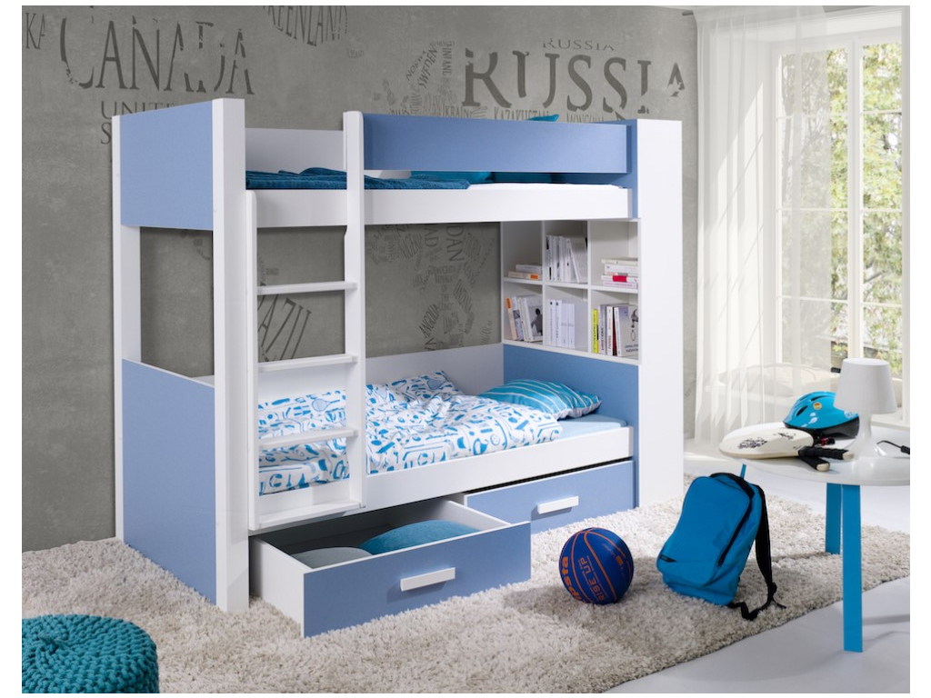 Dětská patrová postel modra